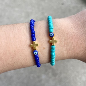 Set of 5 Religious Favors, Martyrika, Evil Eye and Cross Favors, Communion Gifts, Confirmation Favors, Orthodox Baptism Bracelets