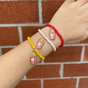 Set of 5 Popcorn Charm Bracelets, Children&#39;s Party Favors, Movie Theme Birthday, Cinema Party Goodie Bags, Movie Party Favors
