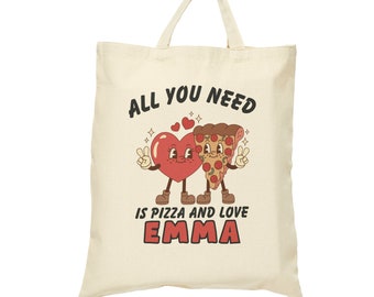 Personalized Kids Valentine Canvas Tote Bag: Custom Name Treat Bag