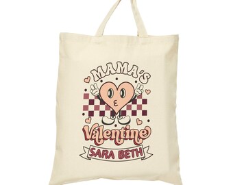 Personalized Kids Valentine Tote Bag: Custom Name Treat Bag