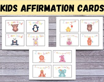 Kinder positive Affirmationskarten: Montessori Mental Gesundheit (Digitaler Download)
