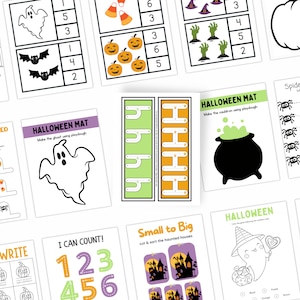 Halloween Toddler/Preschool Learning Bundle, Halloween Printable Activity, Halloween Homeschool Activity, Montessori Printable, Busy Book
