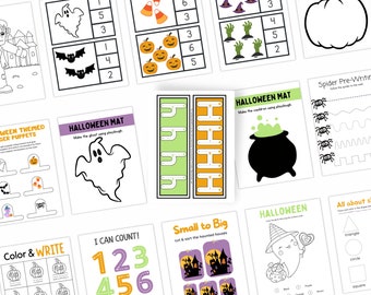 Halloween Toddler/Preschool Learning Bundle, Halloween Printable Activity, Halloween Homeschool Activity, Montessori Printable, Busy Book