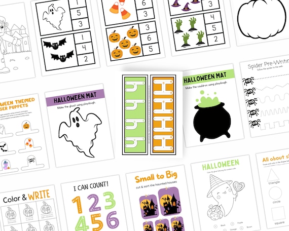 Halloween Toddler/Preschool Learning Bundle, Halloween Printable Activity, Halloween Homeschool Activity, Montessori Printable, Busy Book