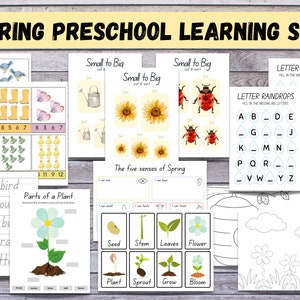 Spring Preschool/ kindergarten Learning Bundle, Spring Printable Activity, Homeschool Activity, Montessori Printable