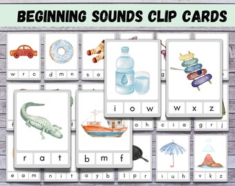 A to Z Beginning Sounds Clip Cards: Preschool Phonics (PDF)