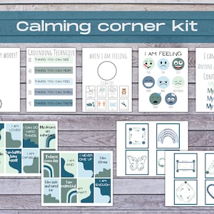 Calm Down Corner Kit for Kids With Mindfulness Breathing Cards, Printable Emotional Regulation for Toddlers and Preschool, Learn Feelings