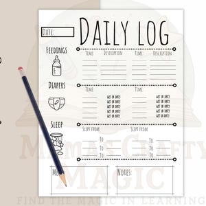 Daily Baby Tracker Printable: Newborn, Babysitter, Nanny Log (PDF)