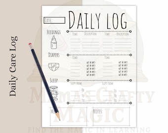 Daily Baby Tracker Printable: Newborn, Babysitter, Nanny Log (PDF)