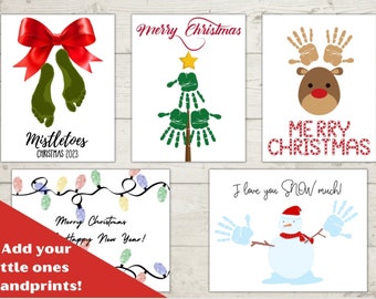 Arte impreso a mano de Navidad imprimible, actividad navideña para niños pequeños, artesanía con huellas de manos para niños pequeños, manualidades navideñas, manualidades para escuelas en el hogar, manualidades navideñas