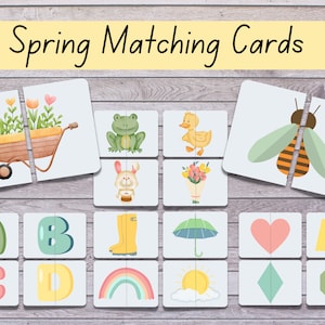 Spring Matching Cards Bundle, Spring Toddler Activity, Preschool Printable, Homeschool Activity, Montessori Printable, Busy Book Pages