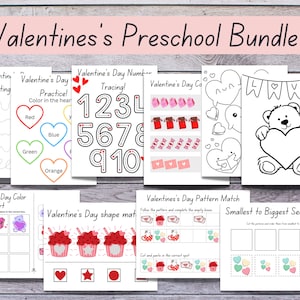 Valentinstags-Bundle, Vorschule Druckbar, Valentinstag Pintables, Valentinstags-Arbeitsblätter, Valentinstag-Aktivitäten für Vorschule