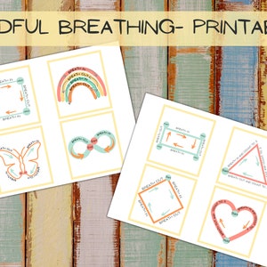 Mindfulness Breathing Exercises Activities for kids, Breathing cards, Calming Corner, Calming Strategies, Psychology tools, Anxiety relief