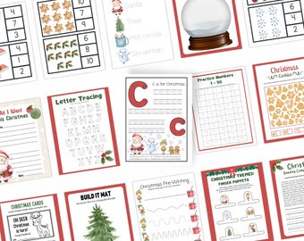 Christmas Morning Menu Bundle, Pre K Through Kindergarten Printable worksheets, Math, SEL, And Reading Comprehension, 20 pages Morning Work