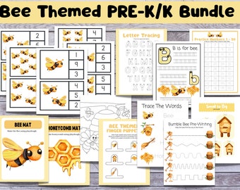 Bee Themed Preschool/ kindergarten Learning Bundle, Spring Printable Activity, Homeschool Activity, Montessori Printable, Busy Book