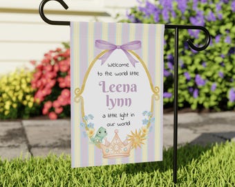 Bandera personalizada con el nombre de la princesa, pancarta de cuento de hadas en acuarela personalizada, decoración para la habitación del bebé princesa, decoración para baby shower de princesa