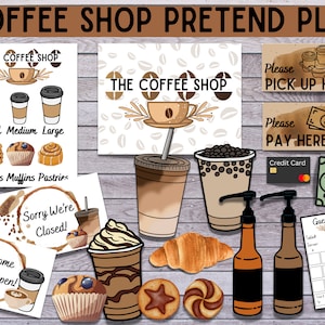 Coffee Shop Dramatic Play, Pretend Play, Classroom Dramatic Play, Home Dramatic Play, Playroom printable, Preschool Printable