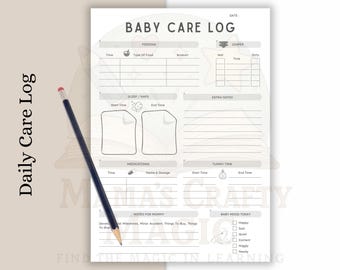 Registro imprimible de seguimiento diario del bebé: registro del recién nacido, niñera y cuidadora (PDF)