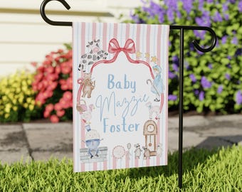 Bandera personalizada con nombre de bebé y rima infantil, decoración para baby shower, regalo para recién nacido, regalo personalizado para embarazadas.