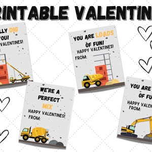 Construction Valentines Day Card| Digital Valentines for Kids Classroom| DIY Valentine| Printable Valentine| instant download valentines