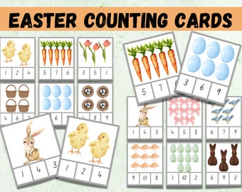 Easter Spring Counting Cards| Activity for Preschool | Preschool Easter Bundle | Montessori Printable| Fine Motor Activity| Easter Printable