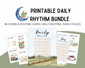 Printable Daily Rhythm Bundle: Chore & Routine Cards (Digital Download)