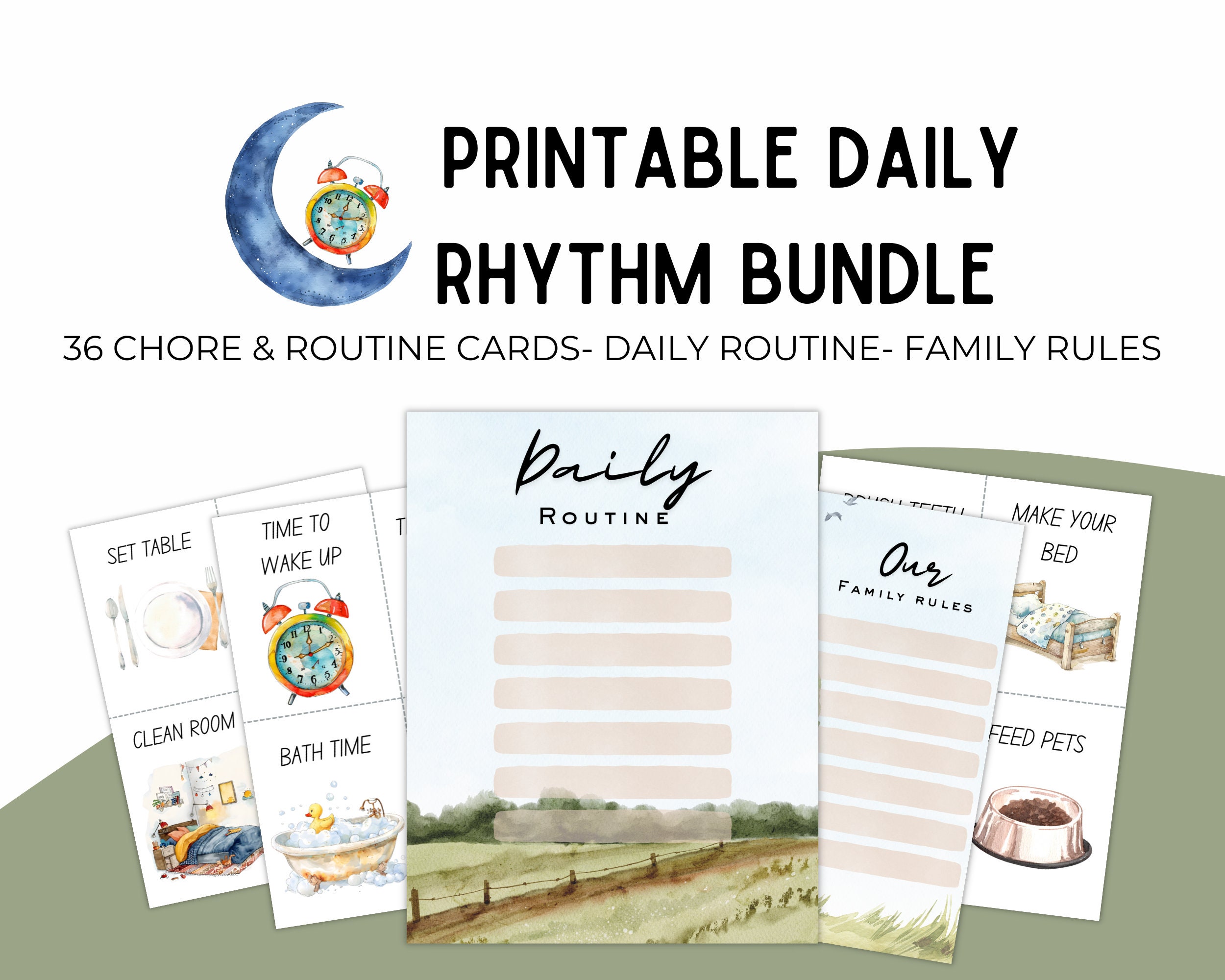 Printable Daily Rhythm Bundle: Chore & Routine Cards (digital Download ...