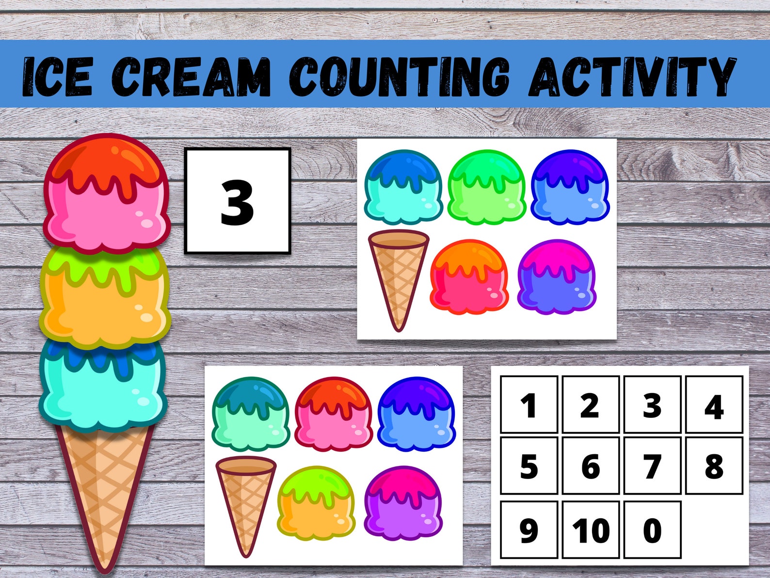 Ice Cream Counting Activity: Toddler Math Game (digital Download) - Etsy