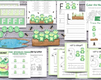 Frog themed Preschool Bundle, Printable Activity, Preschool Printable, Homeschool Activity, Montessori Printable