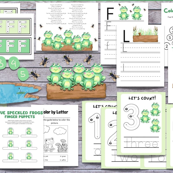 Frog themed Preschool Bundle, Printable Activity, Preschool Printable, Homeschool Activity, Montessori Printable