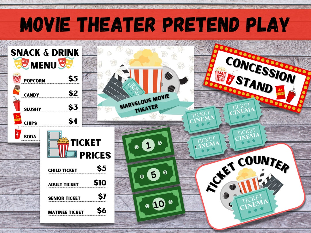 Movie Theater Dramatic Play, Pretend Play, Classroom Dramatic Play