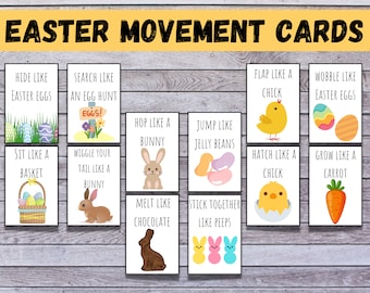 Easter Movement Cards, Movement Activity, Movement Cubes, Action Cards, Preschool Activity, Homeschool activity, Circle Time, Printables
