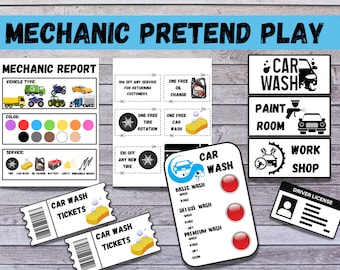Mechanic And Car Wash Dramatic Play, Pretend Play, Classroom Dramatic Play, Home Dramatic Play, Playroom printable, Preschool Printable,