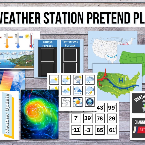 Weather Station Dramatic Play, Pretend Play, Classroom Dramatic Play, Home Dramatic Play, Playroom printable, Preschool Printable,