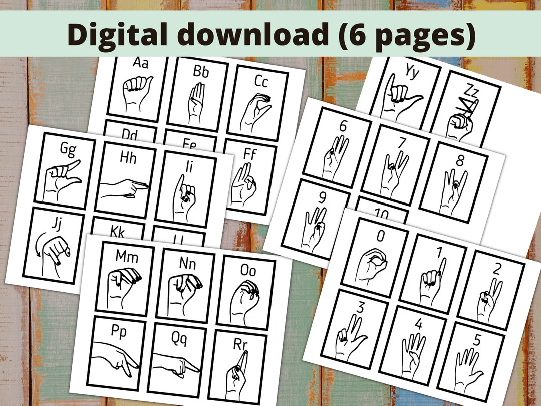 American Sign Language Alphabet-sign Language Flash Cards-print and Cut