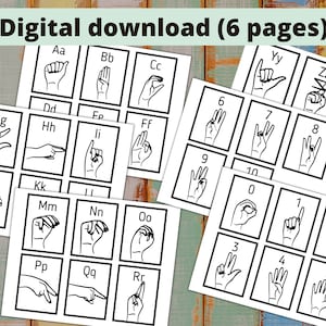 Alfabeto della lingua dei segni americana-Cards flash della lingua dei segni-Stampa e taglia Apprendimento ASL-Alfabeto ASL