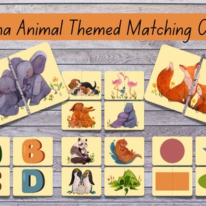 Animal themed Matching Cards Bundle, Toddler matching Activity, Preschool Printable, Homeschool Activity, Montessori Printable, Busy Book