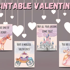 Princess Valentines Day Card| Digital Valentines Cards for Kids Classroom| DIY Valentine| Printable Valentine| instant download valentines