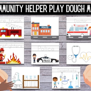 Community Helpers Playdough Mats, Printable Fine Motor Activity for Prek & Kindergarten, Fun Hands-On Learning, Occupational Theme Playdough