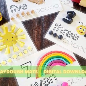 Counting and Numbers Play Dough Mats, Printable Preschool Activities, Fine Motor Skills Gift for Toddler, Quiet Time Activity, Play Doh Mats