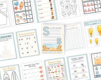 Summer Preschool Worksheet Bundle | Pre-K & Kindergarten Printable Activities | Fun Summer Learning Pages | Educational Worksheets for Kids