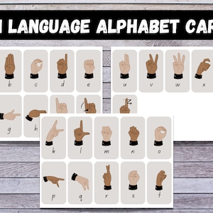 American Sign Language Alphabet-Sign Language Flash Cards-Print and cut ASL Learning-ASL Alphabet