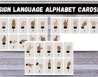 American Sign Language Alphabet-Sign Language Flash Cards-Print and cut ASL Learning-ASL Alphabet