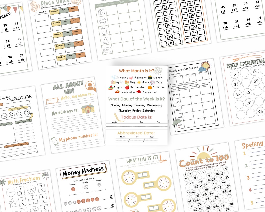 First Grade Morning Menu Bundle, First Grade Printable Worksheets ...