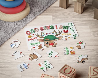 Rompecabezas infantil de 30 piezas personalizado "Dios dice que soy Jesús", actividad navideña, perfecto como regalo navideño para niños. Ideal para rellenar calcetines navideños.