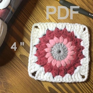 Granny Square Pattern - Sunburst Granny Square pattern - CROCHET PATTERN - PDF Crochet pattern with photo tutorial - Flower Square