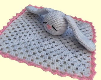Crochet Sleepy Bunny Lovey Pattern, Amigurumi Security Blanket (PDF Download)