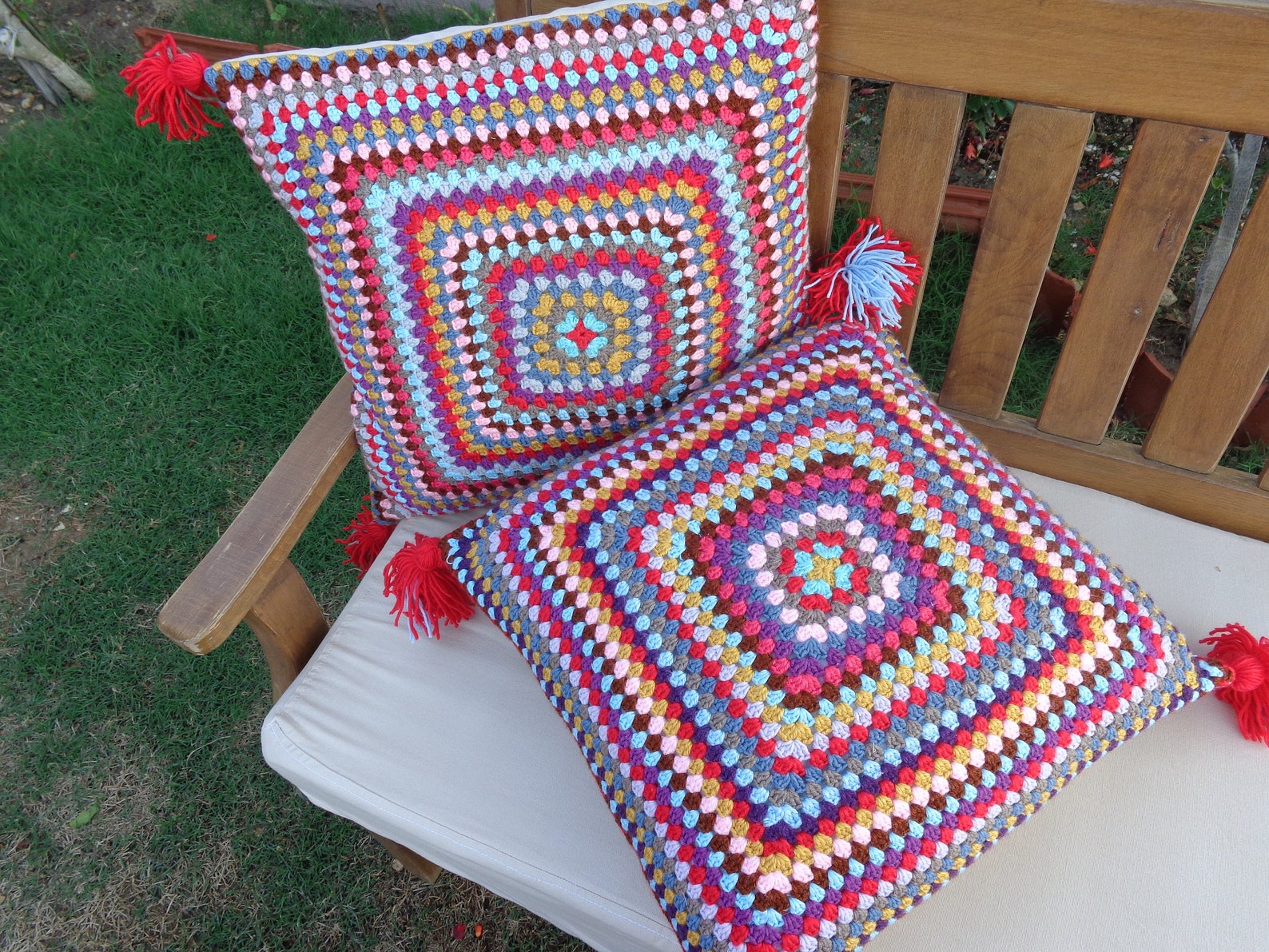 Granny Square Crochet Pillow Cover Colorful Crochet Pillow Etsy Australia