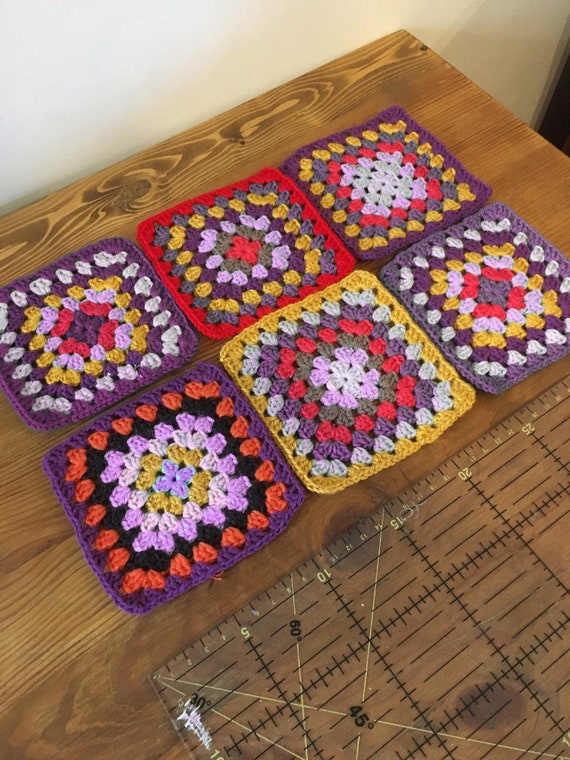 20 Crochet Granny Squares, Granny Squares, Crochet Motif, Granny Squares  Motif, Handmade Crochet, Colorful Granny Squares, 4inch 