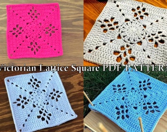 VINTAGE Granny Square Pattern, Victorian Lattice Square, Crochet Granny Square, PDF Crochet Pattern, Digital Download PDF, Crochet Blancet